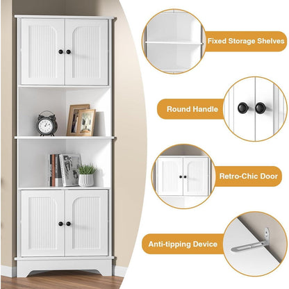 Eckschrank 173 cm mit 2 Türen & Regalen – Küchenturm für Küche, Wohnzimmer