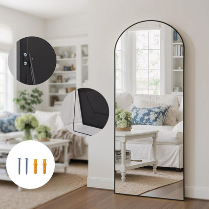 Ganzkörperspiegel gebogen 180x76cm – Stand- & Wandspiegel Schwarz