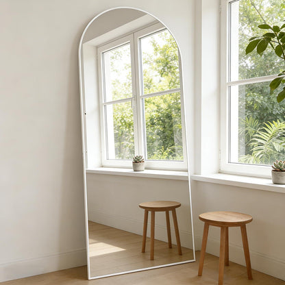 Ganzkörperspiegel Bogen 165x60cm – Freistehend & Wandmontage Weiß