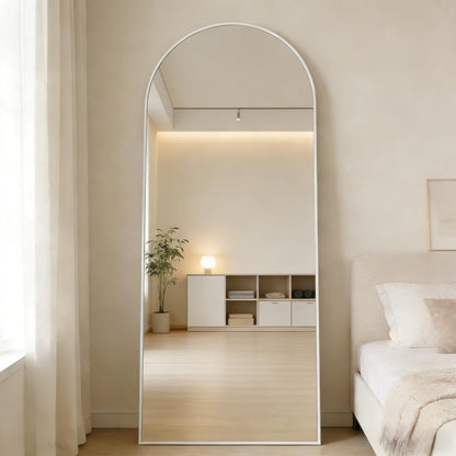 Ganzkörperspiegel Bogen 165x60cm – Freistehend & Wandmontage Weiß