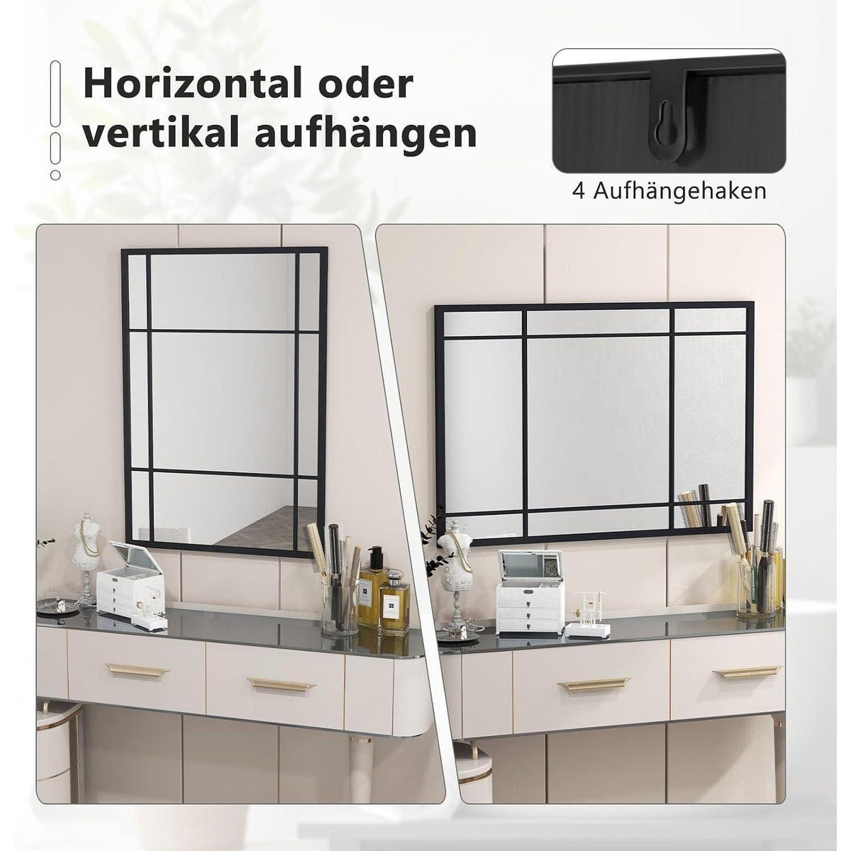 RELAX4LIFE Wandspiegel 100x70cm – Explosionsgeschütztes Glas & Metallrahmen