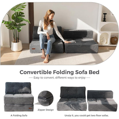 Klappsofa mit Schlaffunktion – Grau, 160x80x40 cm