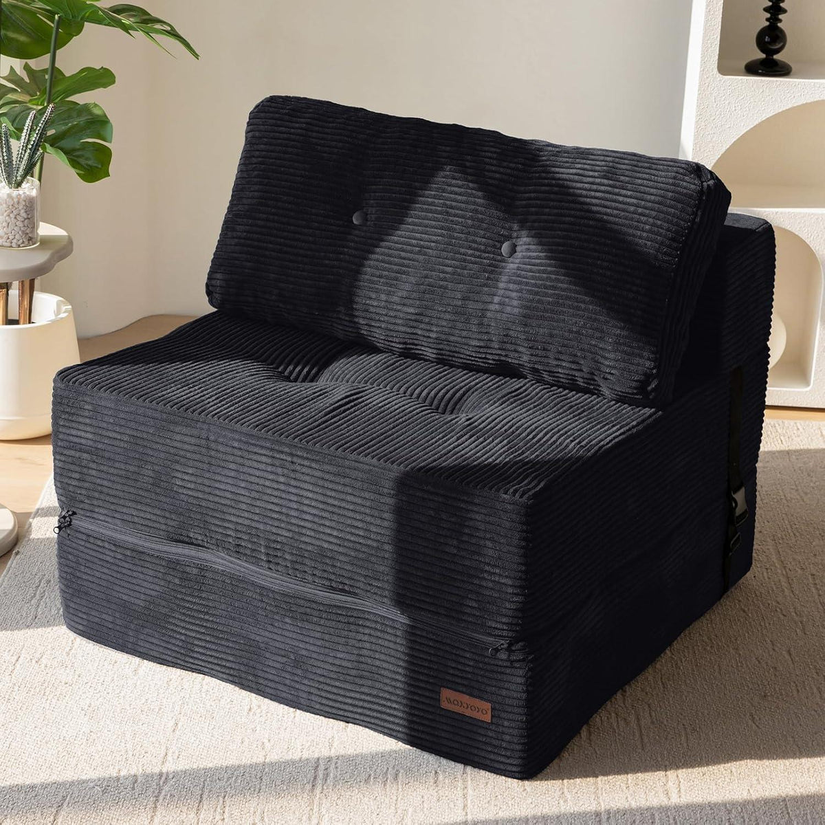 Klappsofa mit Schlaffunktion – Vielseitiges Bodensofa Schwarz