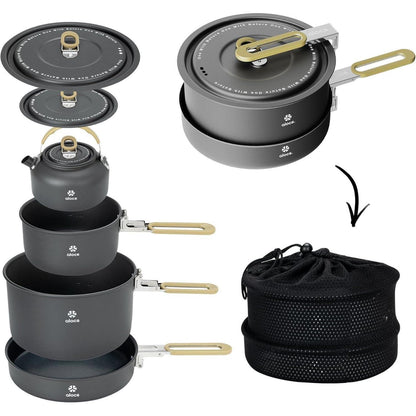 Camping Kochset Antihaft 3L+1.7L+0.8L + Bratpfanne