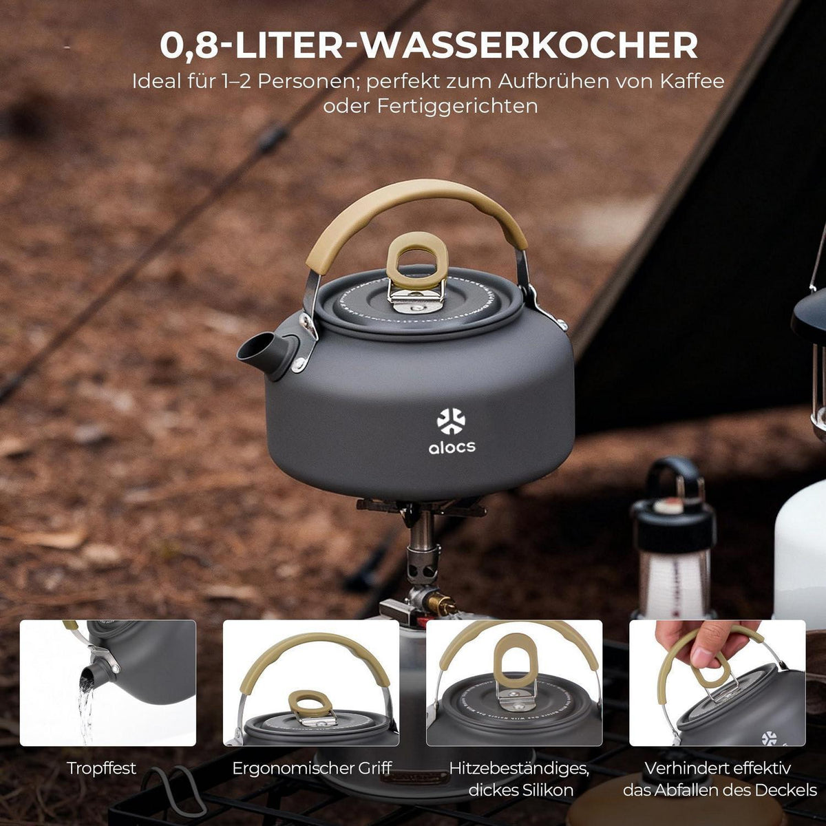 Camping Kochset Antihaft 3L+1.7L+0.8L + Bratpfanne