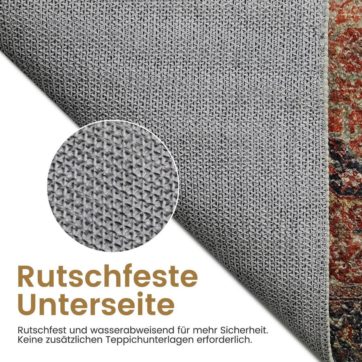 Vintage Teppich Braun/Mehrfarbig 80x150 cm Waschbar & Rutschfest