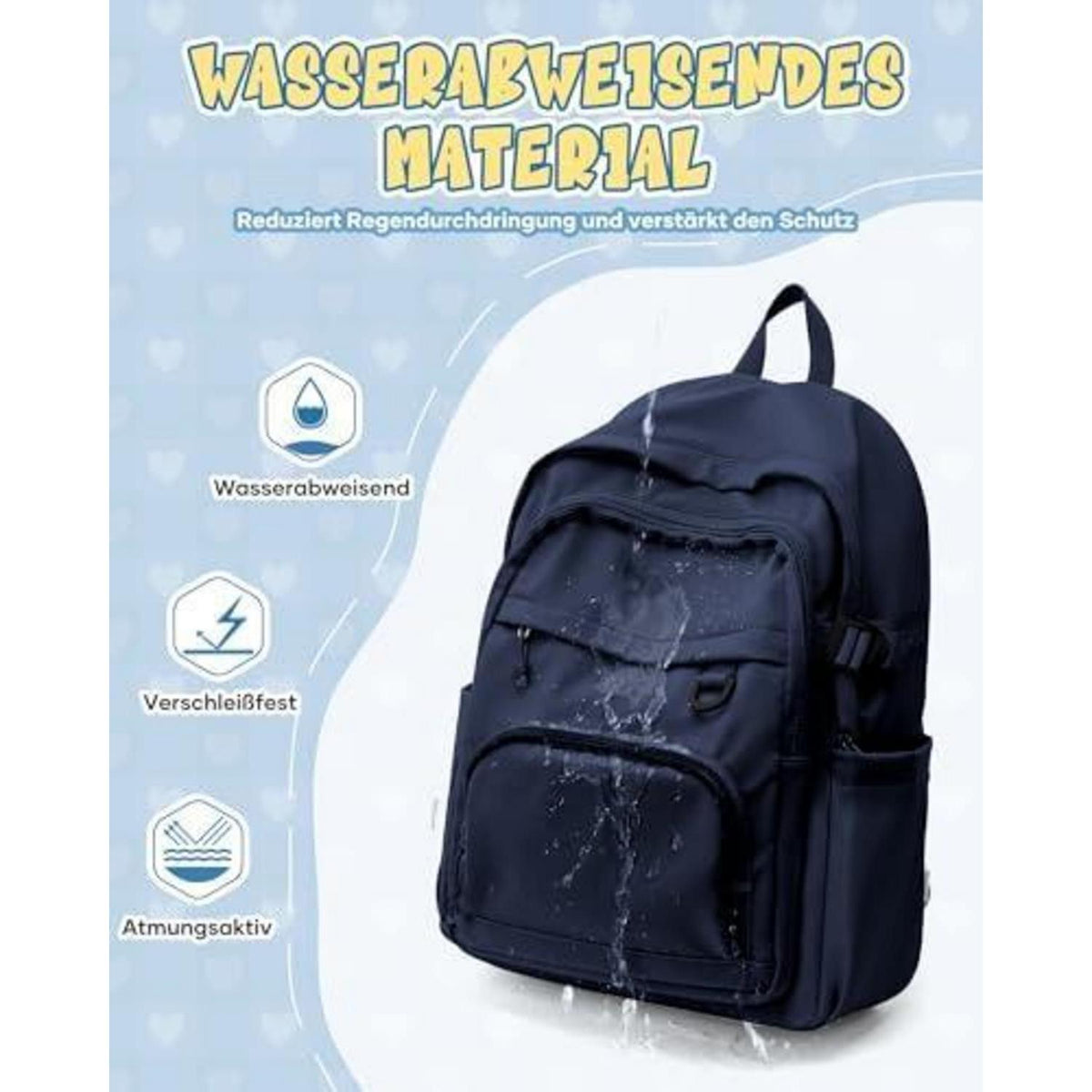 Schulrucksack für Teenager & Studenten – Wasserdicht, 14 Zoll Laptopfach