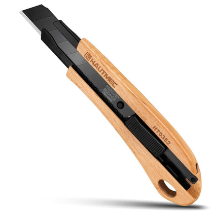 Teppichmesser mit einziehbarer Klinge und Holzgriff
