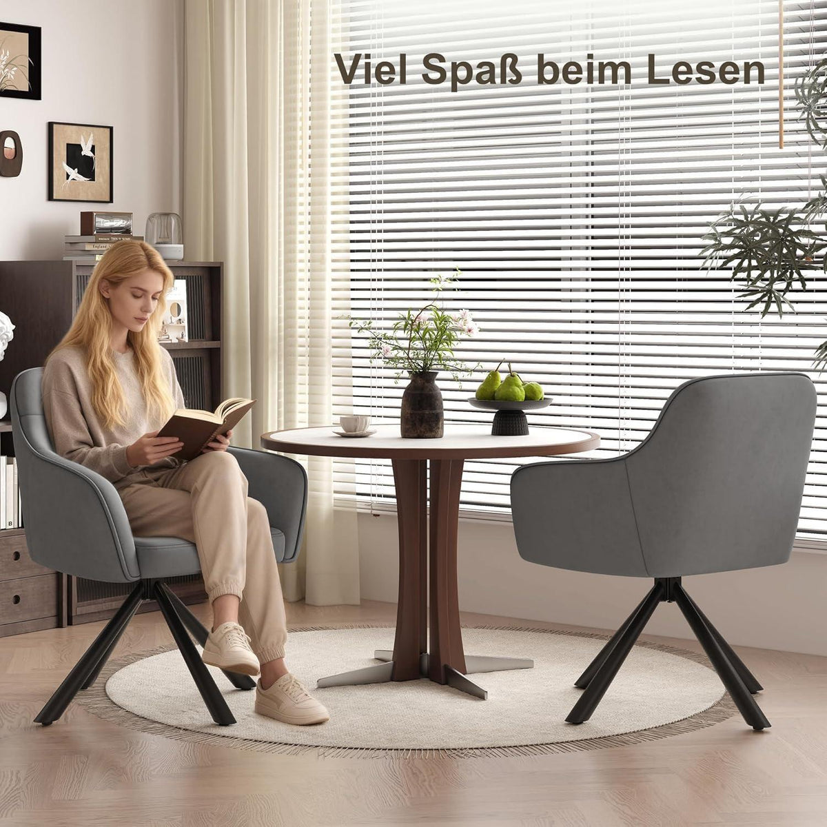 Drehbare Esszimmerstühle 2er Set mit Samt & Armlehnen