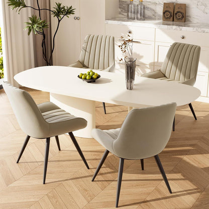 Esszimmerstühle 4er Set | Beige Polsterstühle mit Sitzkissen