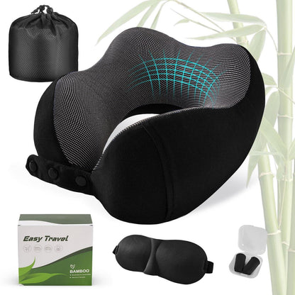 Reisekissen Nackenkissen Memory Foam Verstellbar mit Zubehör