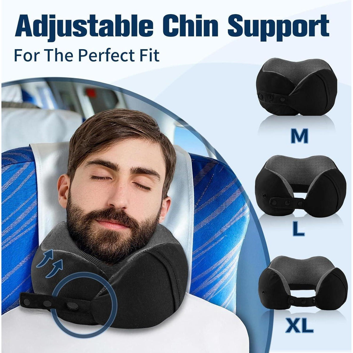Reisekissen Nackenkissen Memory Foam Verstellbar mit Zubehör