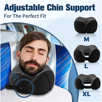 Reisekissen Nackenkissen Memory Foam Verstellbar mit Zubehör