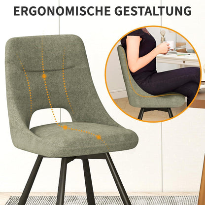 Drehbarer Esszimmerstuhl Set 2x, Modern & Gepolstert, Graugrün
