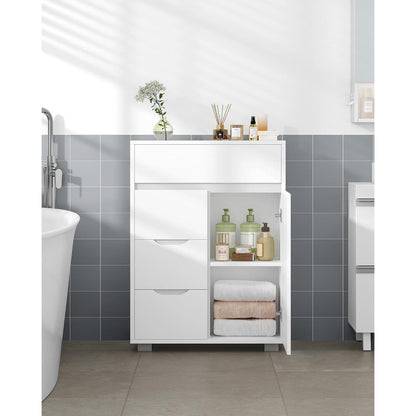 Hzuaneri Badschrank mit Verstellbarem Innenraum & 4 Schubladen