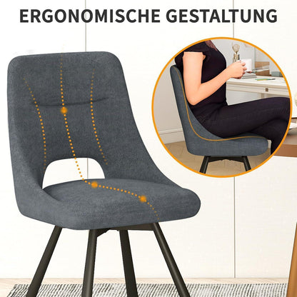 Drehbarer Esszimmerstuhl Set 2x, Modern & Gepolstert, Tiefes Grau