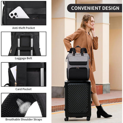 Multifunktions-Laptop-Rucksack mit isolierter Lunchbox, Schwarz/Grau