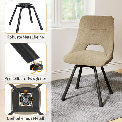 Drehbarer Esszimmerstuhl Set 6, Modern & Gepolstert, Khaki
