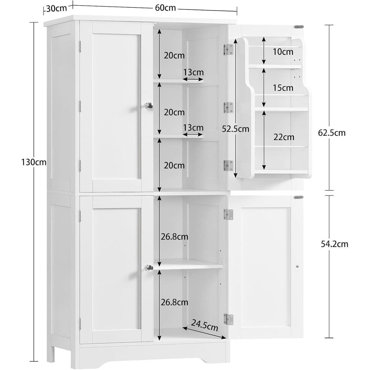 4-türiger Küchenschrank mit 6 Einlegeböden – Weiß