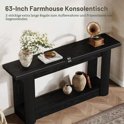 160cm Konsolentisch Schwarz – Schmaler Flurtisch für Wohnzimmer