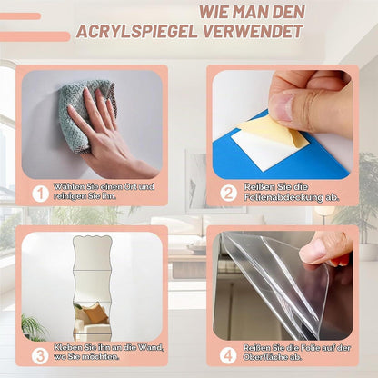 Acryl Wandspiegel Set 4er – Dekorativer Raumvergrößerer