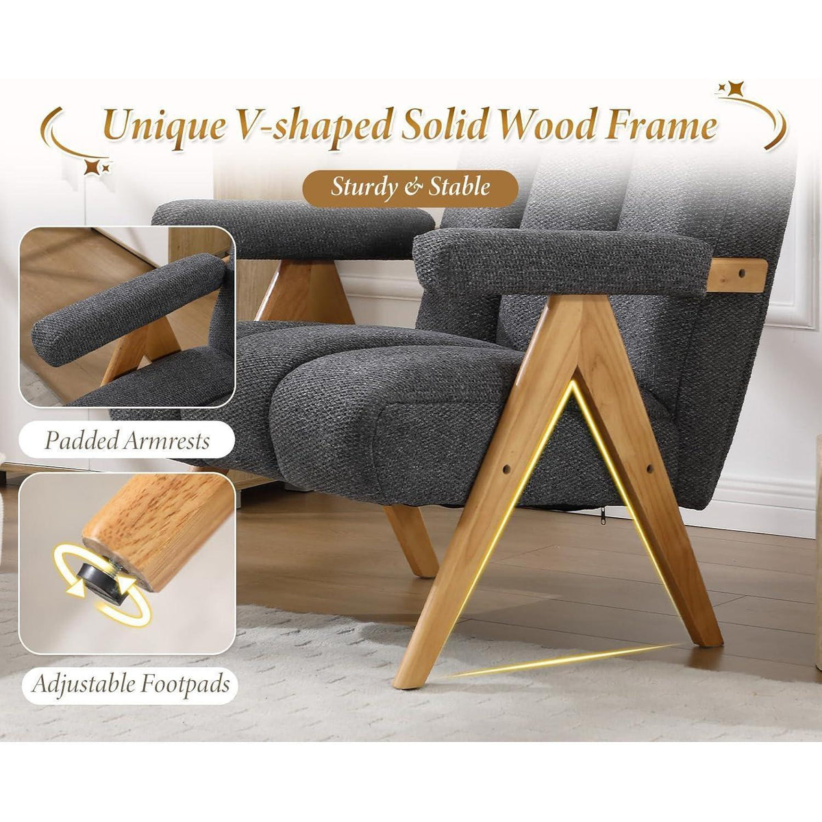Chenille Loungesessel Grau – Modern & Bequem