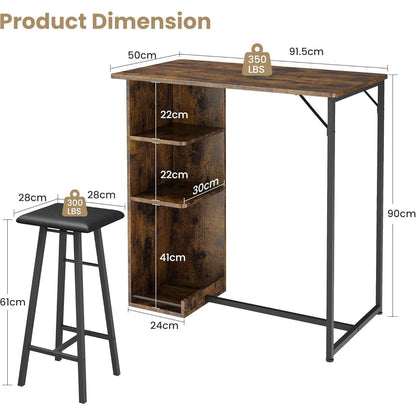 Litake Bartisch Set mit Hockern – Industrie-Stil für Küche & Bar