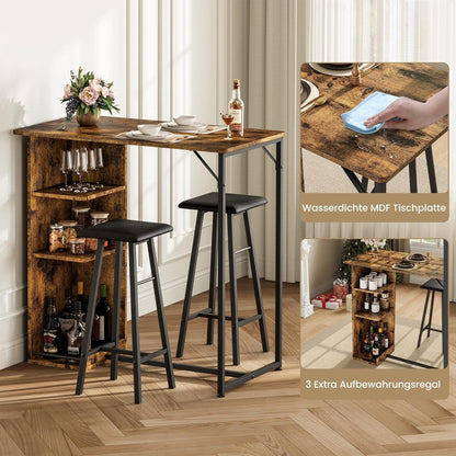 Litake Bartisch Set mit Hockern – Industrie-Stil für Küche & Bar