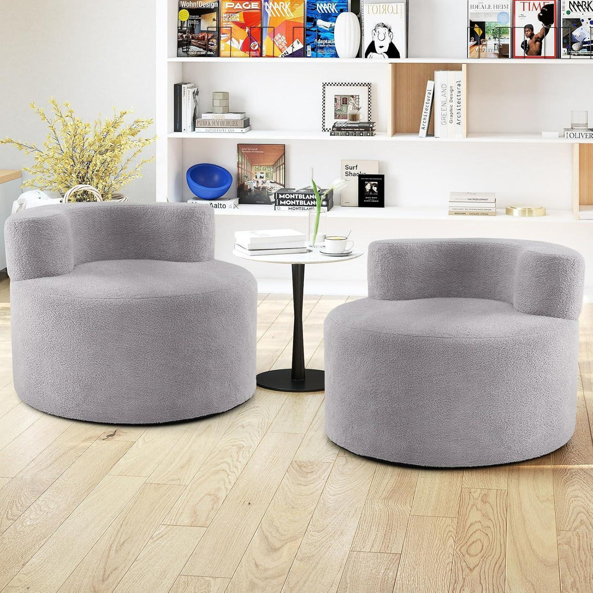 Rundes Einzelsofa mit Teddyfleece – Bequemer Sessel 82cm
