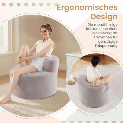 Rundes Einzelsofa mit Teddyfleece – Bequemer Sessel 82cm