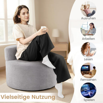 Rundes Einzelsofa mit Teddyfleece – Bequemer Sessel 82cm