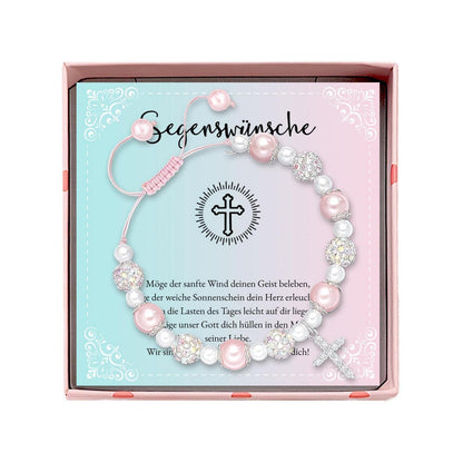 Kreuz Armband Mädchen Kommunion Geschenk mit Karte