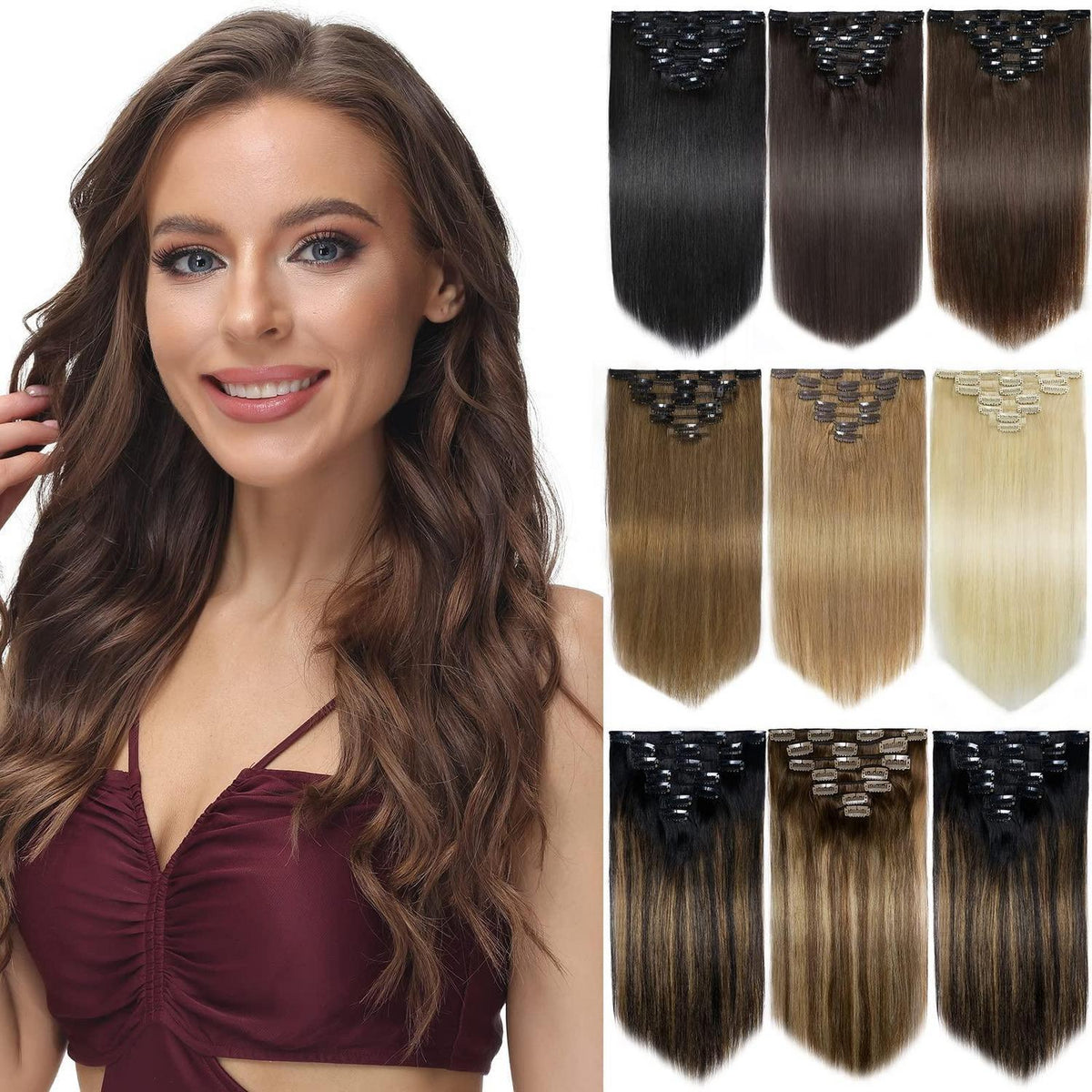 Echthaar Clip-in Extensions – 14 Zoll, Natürliches Schwarz