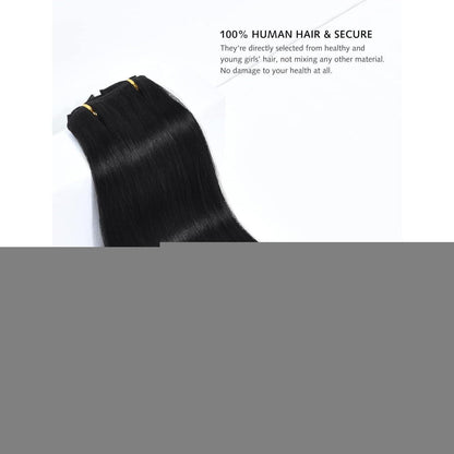 Echthaar Clip-in Extensions – 14 Zoll, Natürliches Schwarz