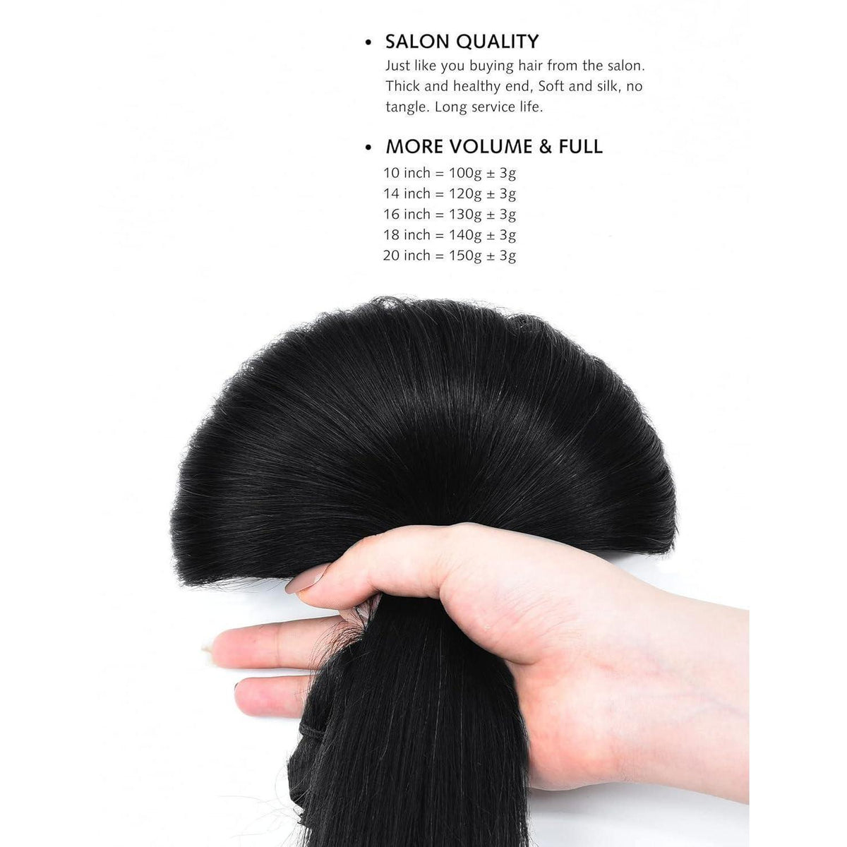 Echthaar Clip-in Extensions – 14 Zoll, Natürliches Schwarz