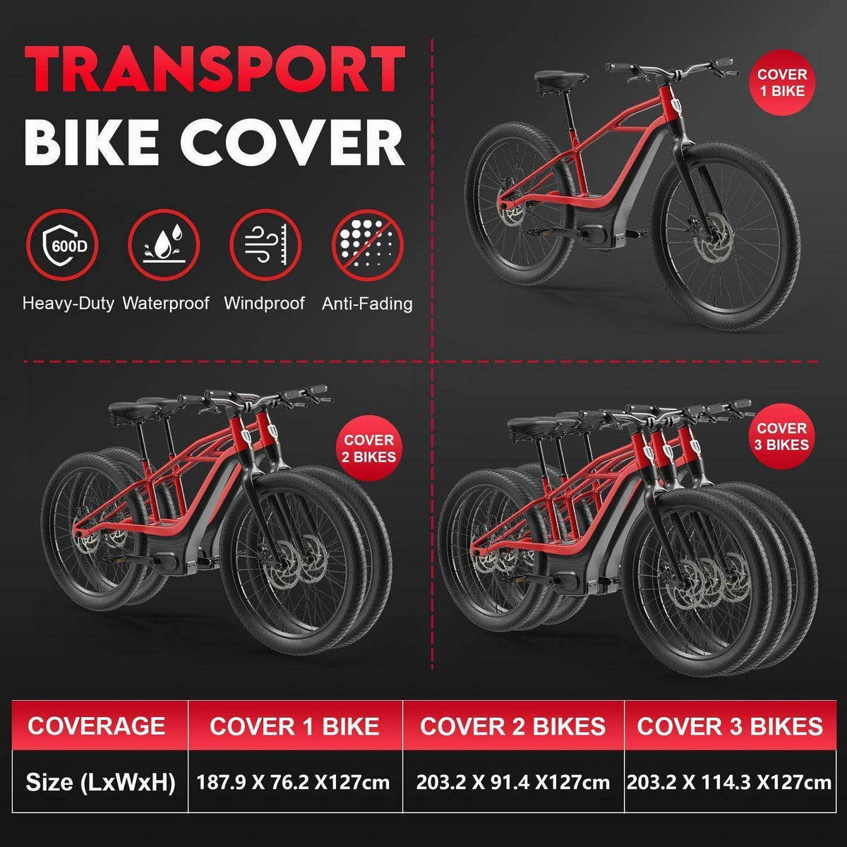 Fahrradabdeckung 3er Set – Wasserdicht & UV-Beständig