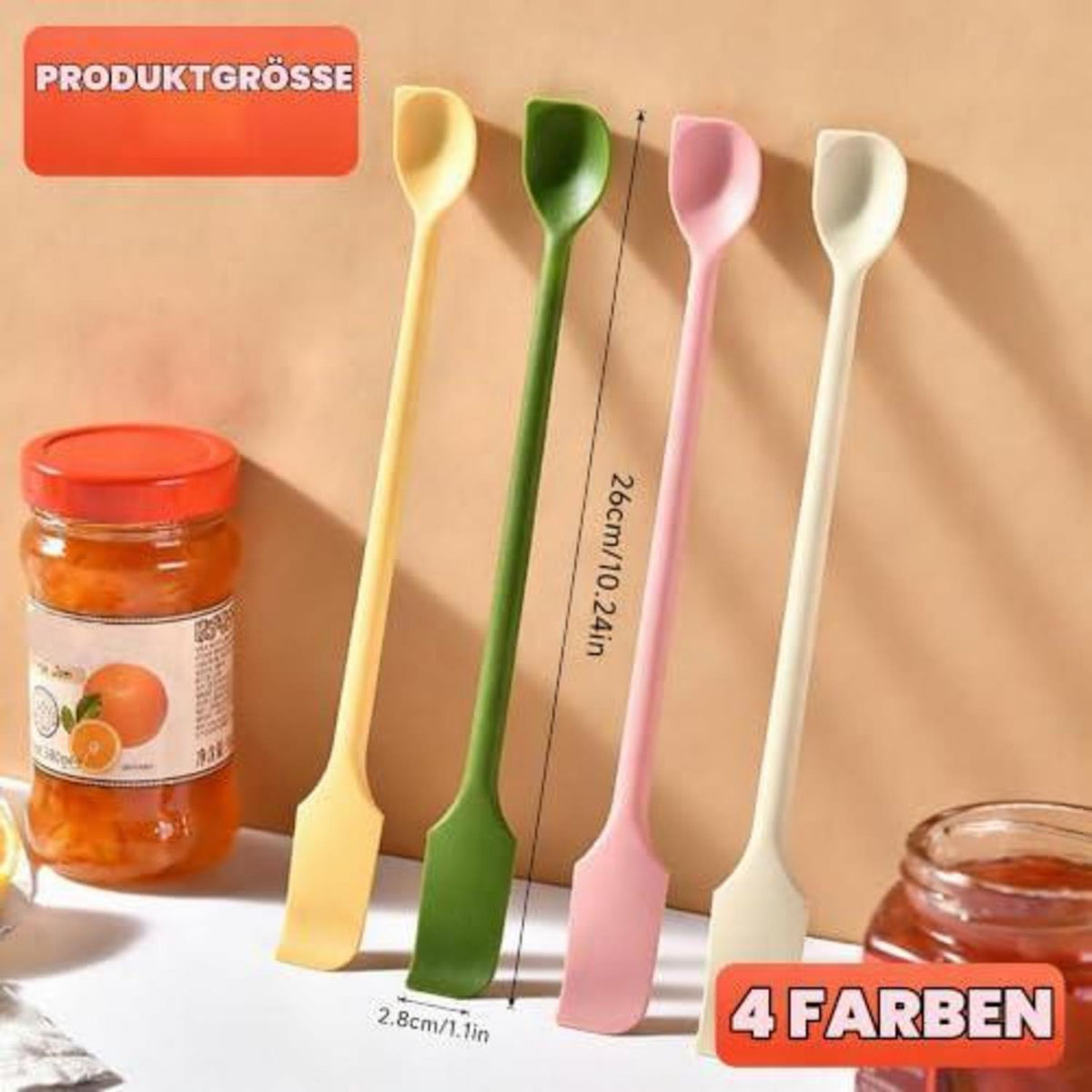 4er Set Mini Silikon Spatel – Teigschaber für Flaschen & Tiegel