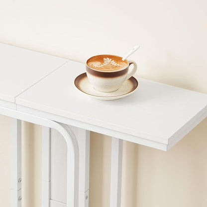 Weißer Konsolentisch mit geometrischem Gestell – Flurtisch & Sideboard