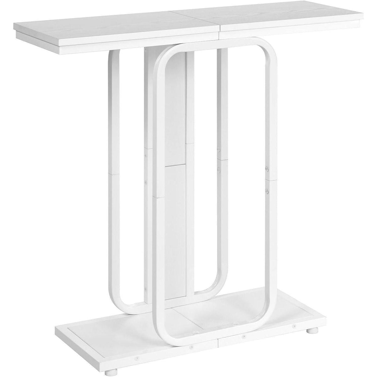 Weißer Konsolentisch mit geometrischem Gestell – Flurtisch & Sideboard