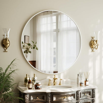 Runder Wandspiegel 90cm mit Aluminiumrahmen – Badezimmer Spiegel