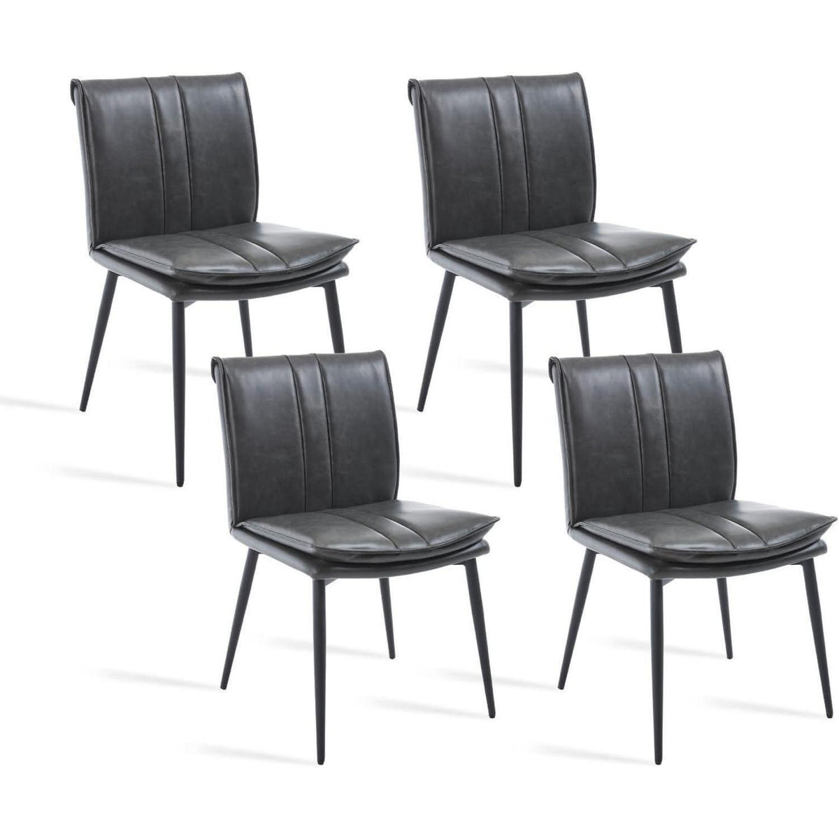 Esszimmerstühle Set 4 Grau – Polsterstuhl mit Kissen