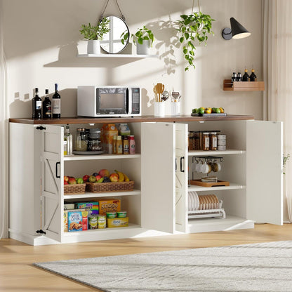 Weißes Sideboard mit 4 Türen & Verstellregalen (160x40x85)