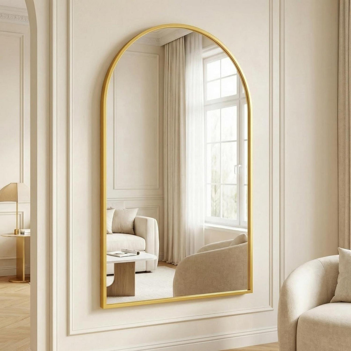Bogen Wandspiegel 120x80cm Aluminium – Modern & Elegant