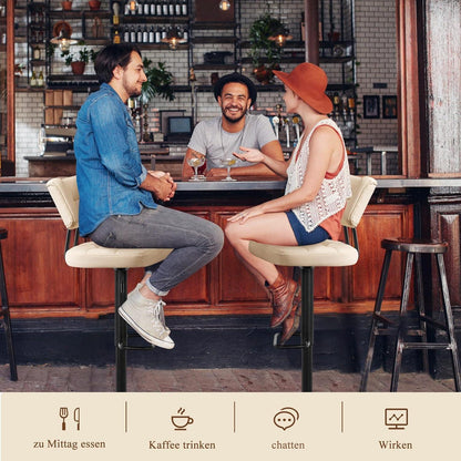 Barhocker Set 3er – Höhenverstellbar, Beige in Lederoptik