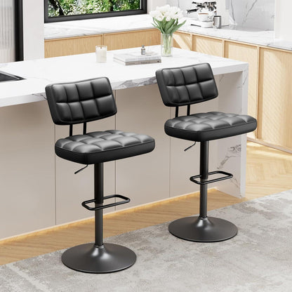 Barhocker Set 3er – Höhenverstellbar, Schwarz in Lederoptik