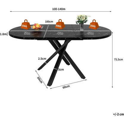 Runder Esstisch Set (100-140cm) mit 4 Velours Stühlen Beige