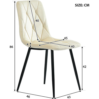 Runder Esstisch Set (100-140cm) mit 4 Velours Stühlen Beige