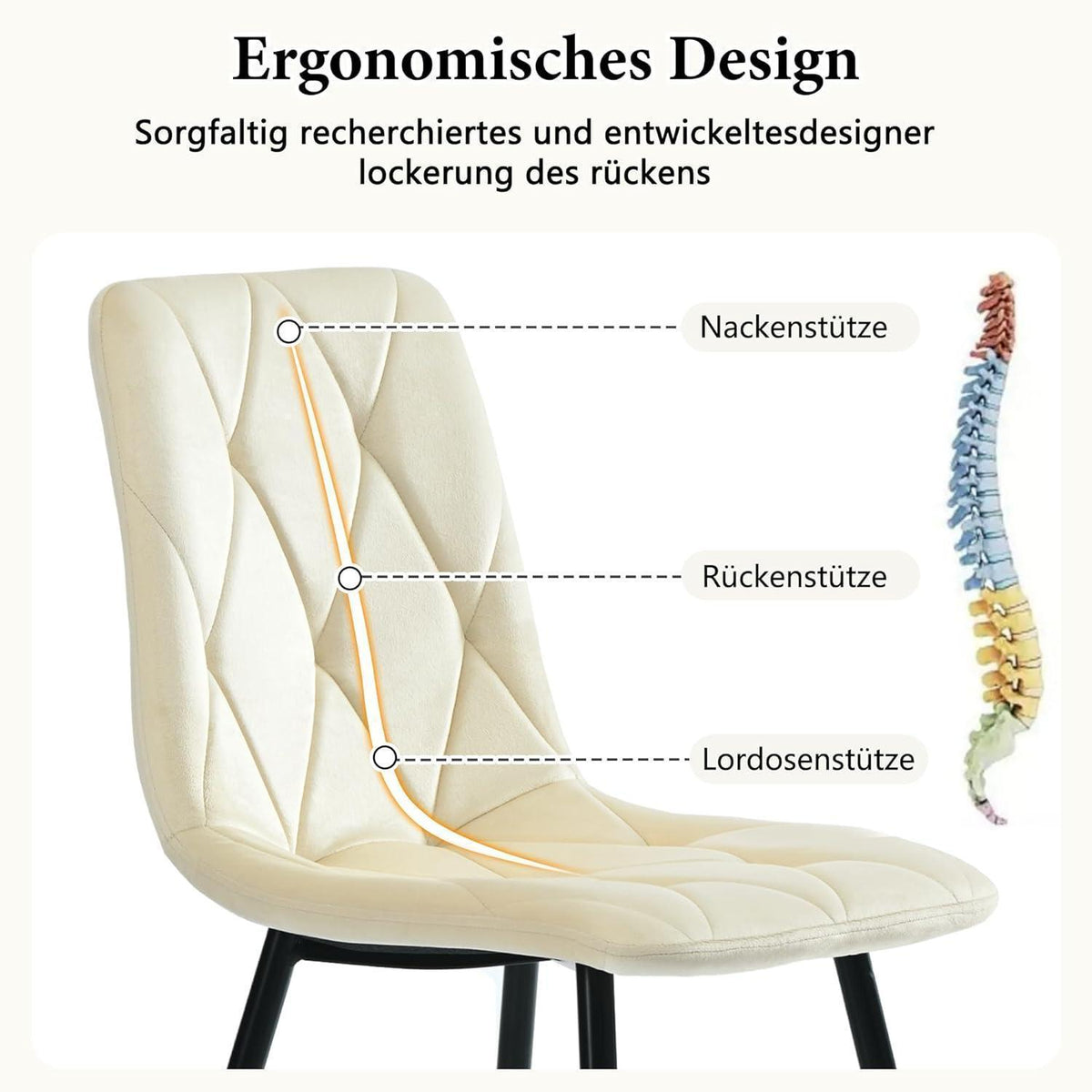 Runder Esstisch Set (100-140cm) mit 4 Velours Stühlen Beige