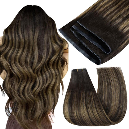 Braun Ombre Butterfly Tressen Echthaar 60cm