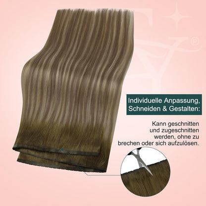 Butterfly Tressen Extensions Echthaar Ombre Dunkelbraun Blond